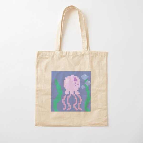 pink pixel jellyfish Cotton Tote Bag