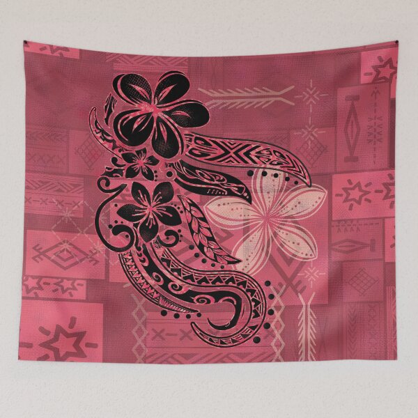 Item preview, Red Samoan Malu Mana Tribal Collage designed and sold by sunnthreads.