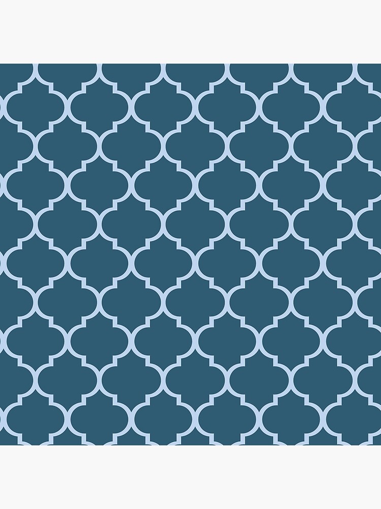 "Deep Blue and Powder Blue Moroccan Trellis Pattern" Throw Pillow for