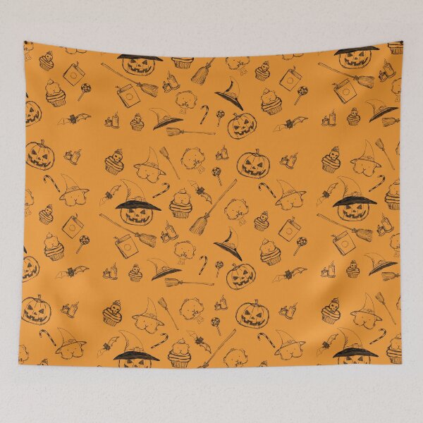 Item preview, Guinea pig Halloween patter, black on orange  designed and sold by mondesign26.