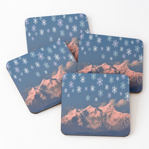 Item preview, Vintage mountain and colourful snowflakes designed and sold by Mariolangstieh.