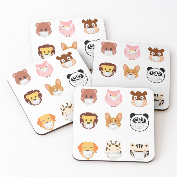 Item preview, Pack of Funny Cute Kawaii Baby Animals with Face Masks designed and sold by Rhu Creations.
