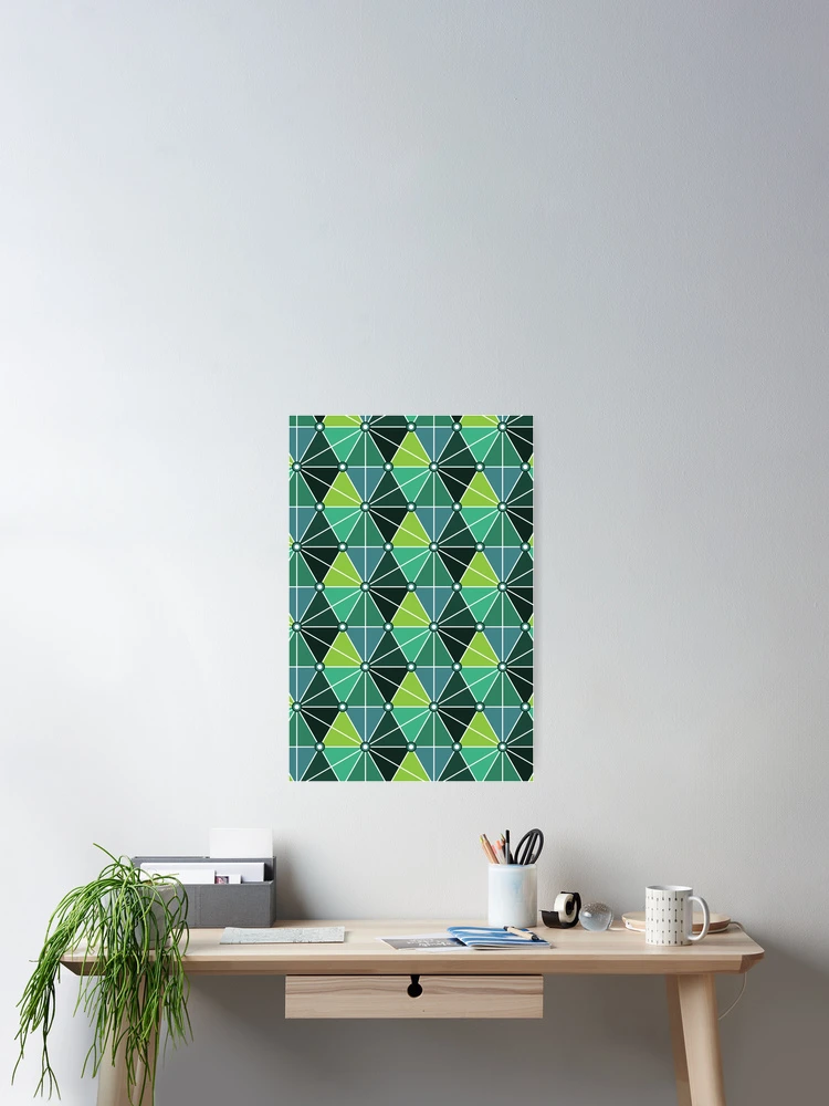 Thumbnail 2 of 3, Poster, Triangular Constellations Geometric Pattern – Green designed and sold by RoguePatterns.