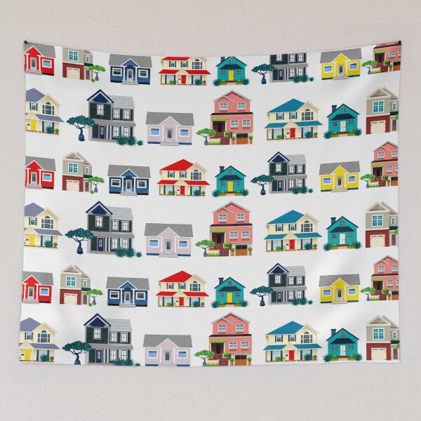 Item preview, Houses on street pattern  designed and sold by MarcSabuncu.