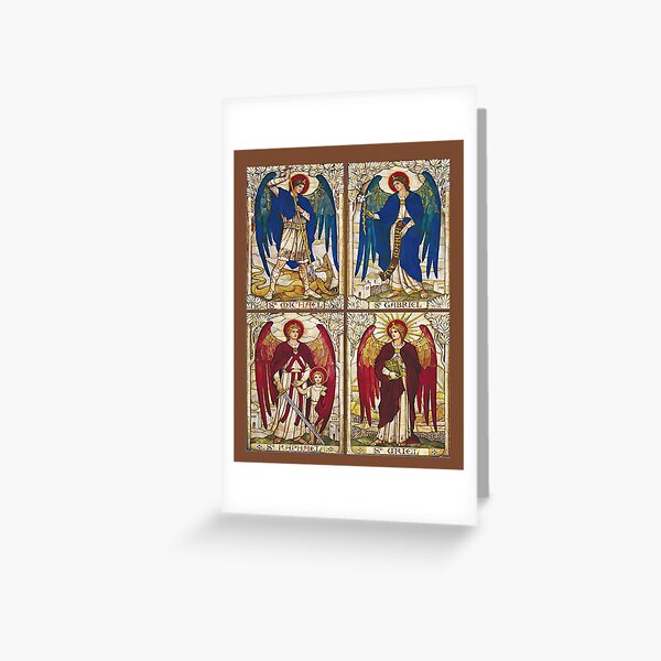 Archangels St Michael, St Gabriel, St Raphael, St Uriel Angel Catholic Saint Greeting Card