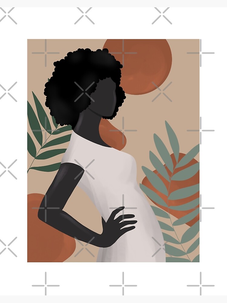 Plant Mom, Black Woman, Monstera, Abstract, UNFRAMED, Minimalist