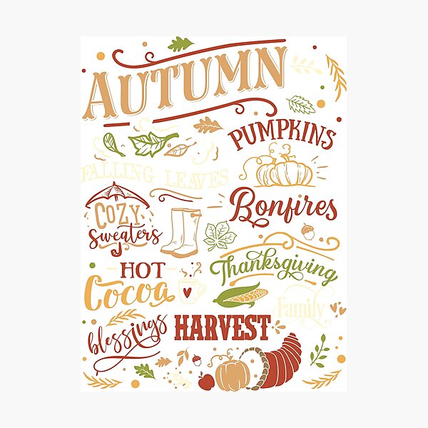 Item preview, Autumn, Pumpkins, Thanksgiving, Hot Cocoa, Blessings, Fall Words designed and sold by WOW TeesAndThings.