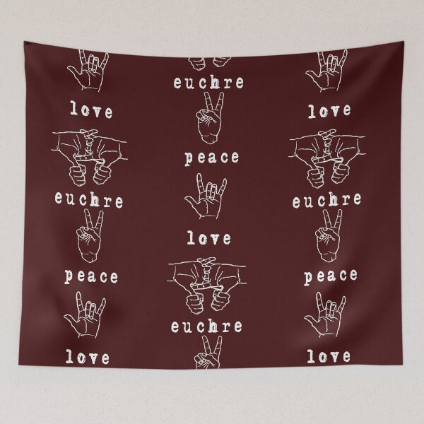 Item preview, Peace, Love, Euchre - Symbols and Hand Gestures Dark Backgrounds designed and sold by TheBowery.