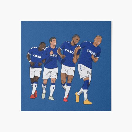 Everton Goal Celebration Richarlison Calvert Lewin Rodriguez Nkounkou Art Board Print