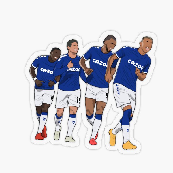 Everton Goal Celebration Richarlison Calvert Lewin Rodriguez Nkounkou Sticker By PiscesVibes