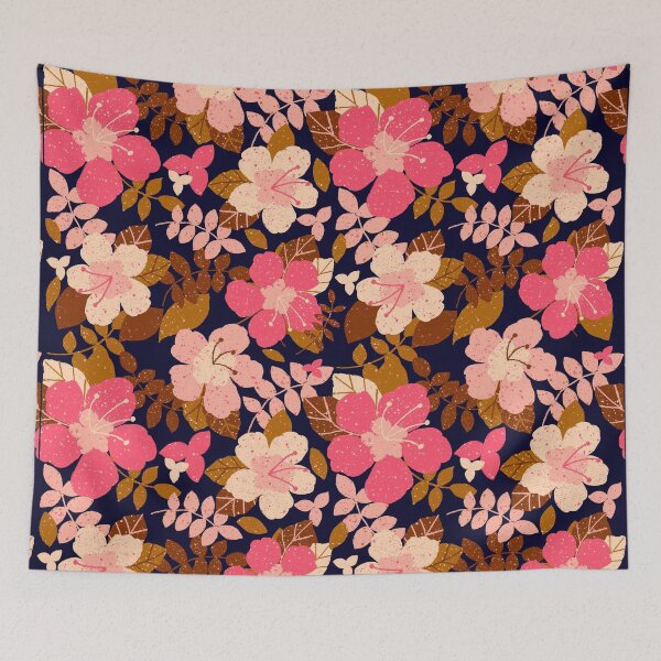 Item preview, Hibiscus in Autumn- Navy designed and sold by MeganSteer.