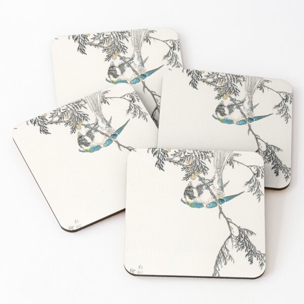 Item preview, japanese great tit and japanese cypress illustration 42476319445 designed and sold by Bird-Lore.