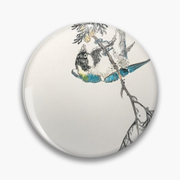 Item preview, japanese great tit and japanese cypress illustration 42476319445 designed and sold by Bird-Lore.