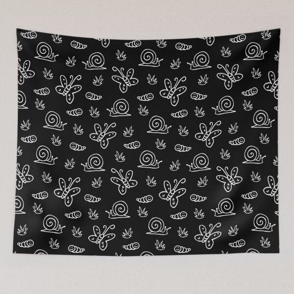 Item preview, Vector black and white butterfly snail caterpillar repeat pattern.  designed and sold by jamiesoondesign.