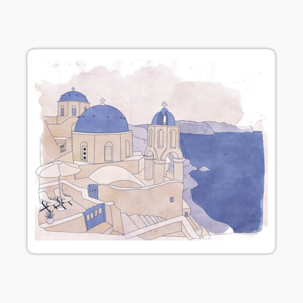 Santorini, the Greek jewel of Aegean Sea sepia Sticker