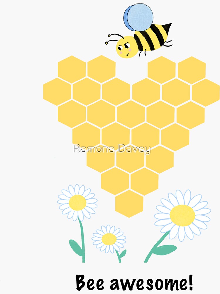 Thumbnail 3 of 3, Sticker, Bee awesome designed and sold by Ramona Davey.
