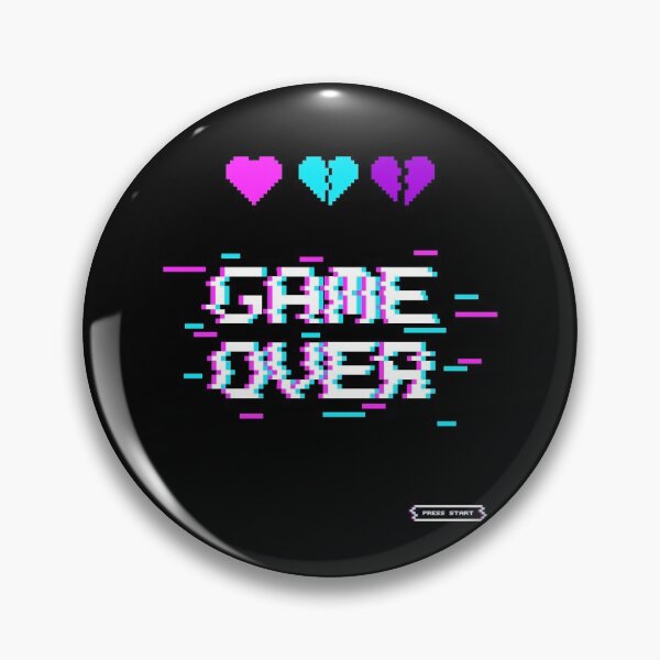 Item preview, Retro Synth Glitch Game Over Hearts Gaming 90's designed and sold by DerNerd.
