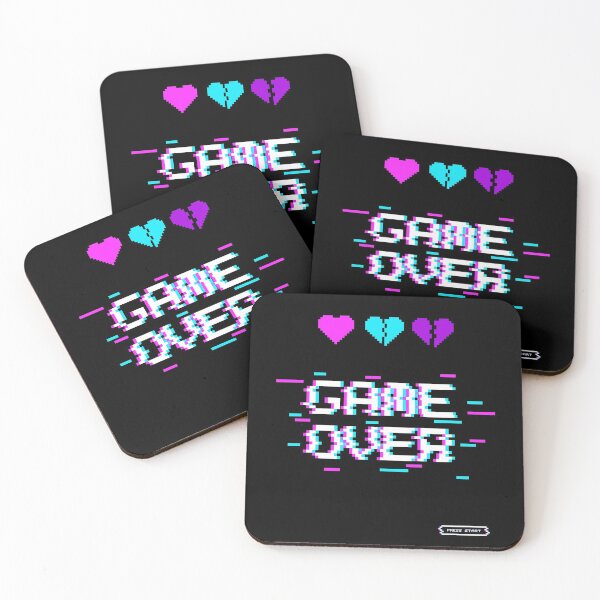 Item preview, Retro Synth Glitch Game Over Hearts Gaming 90's designed and sold by DerNerd.
