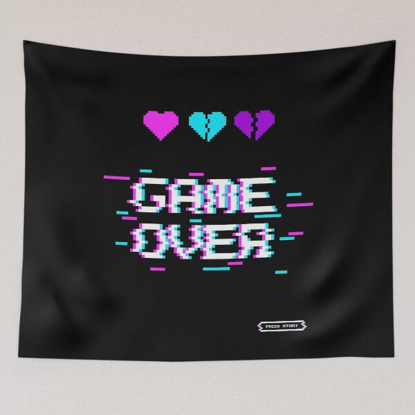 Item preview, Retro Synth Glitch Game Over Hearts Gaming 90's designed and sold by DerNerd.