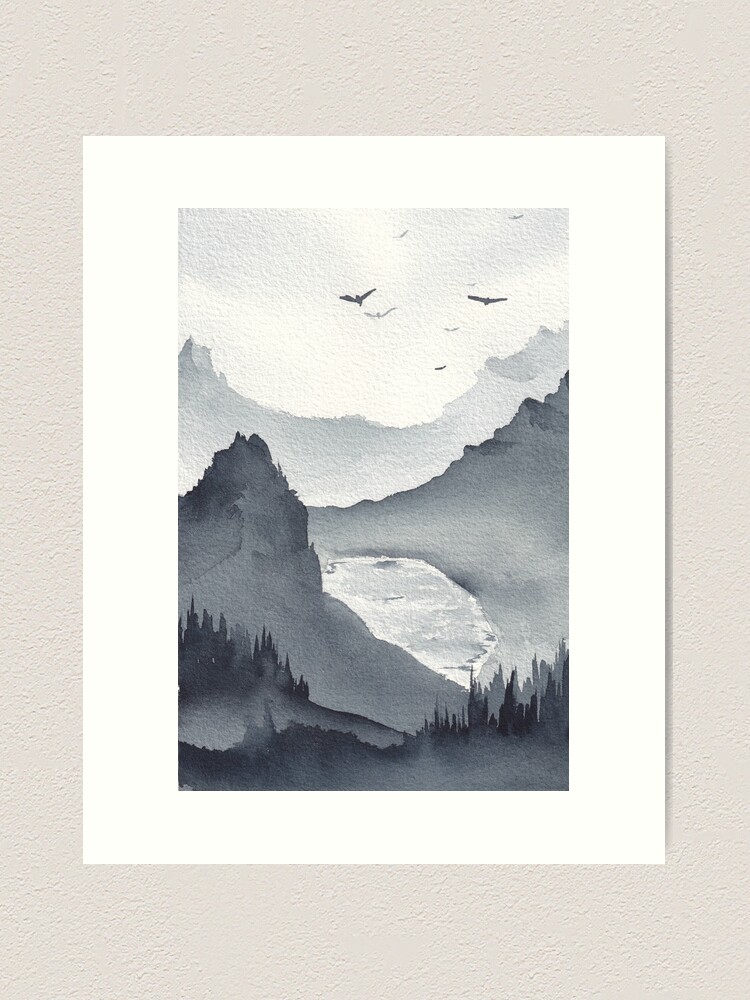 Black and White Mountain Painting.  Mountain paintings, Painting, White  acrylic paint