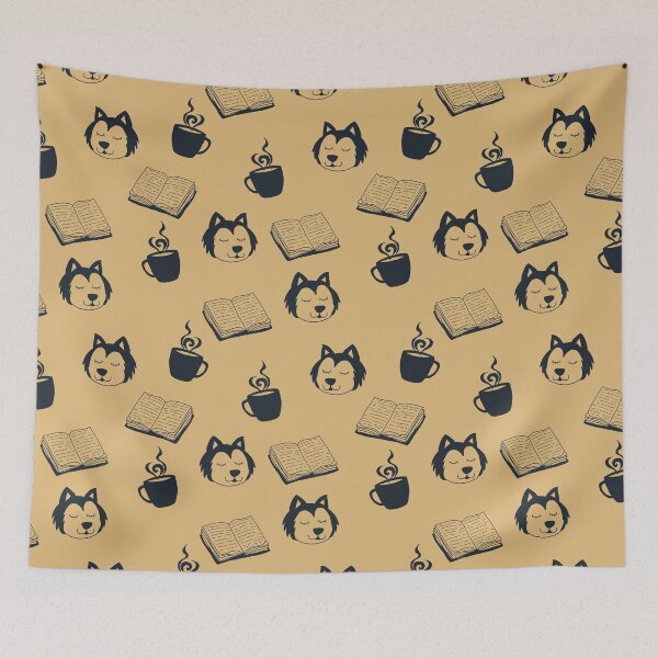 Item preview, Dogs books and coffee pattern and sticker pack designed and sold by JokeGysen.