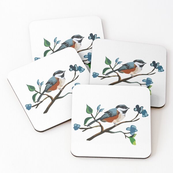 Item preview, Bird Illustrations: Chickadee bird on branch designed and sold by ChriseryMerch.