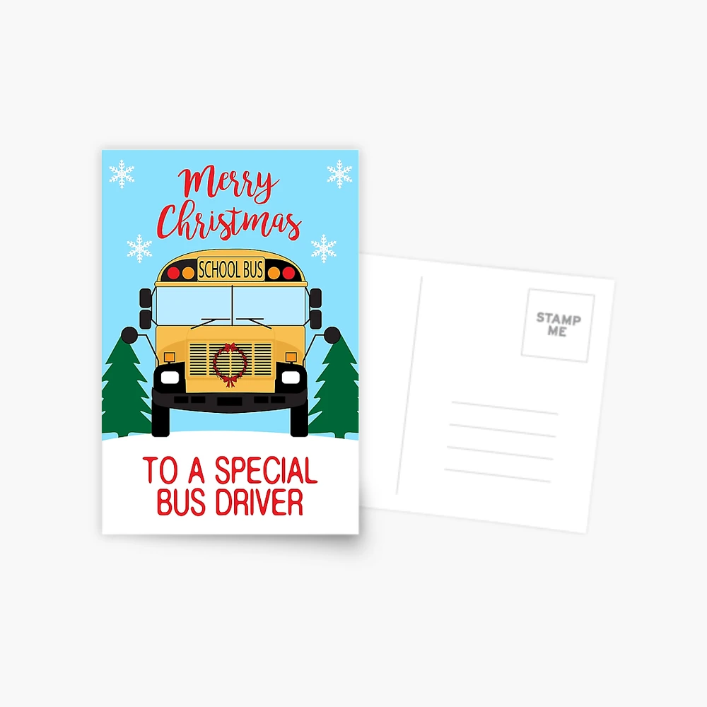 school-bus-driver-christmas-happy-holidays-postcard-for-sale-by-creativetwins-redbubble for Free Printable Bus Driver Christmas Card School Bus Driver Christmas Happy Holidays