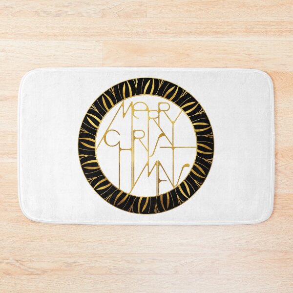 Item preview, Merry Christmas Happy New Year Typography Badge - Gold Black Holiday Gift designed and sold by © Maya Lavda || wocado.