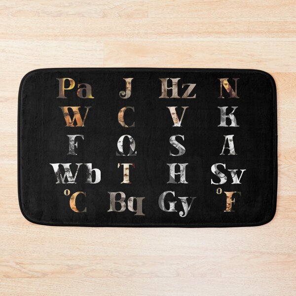 Item preview, SI units of measurement with their namesake scientists designed and sold by MetaPhyStore.