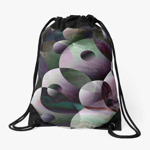 Orbs 3: round spheres abstract Drawstring Bag
