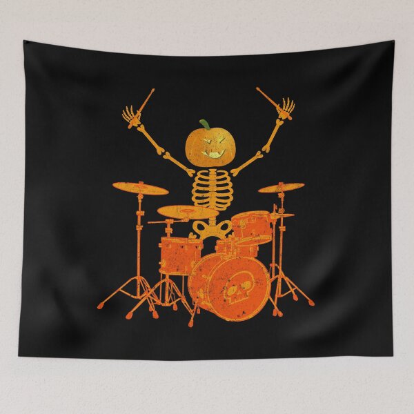 Item preview, Drummer Halloween Skeleton Pumpkin Vintage designed and sold by playloud.