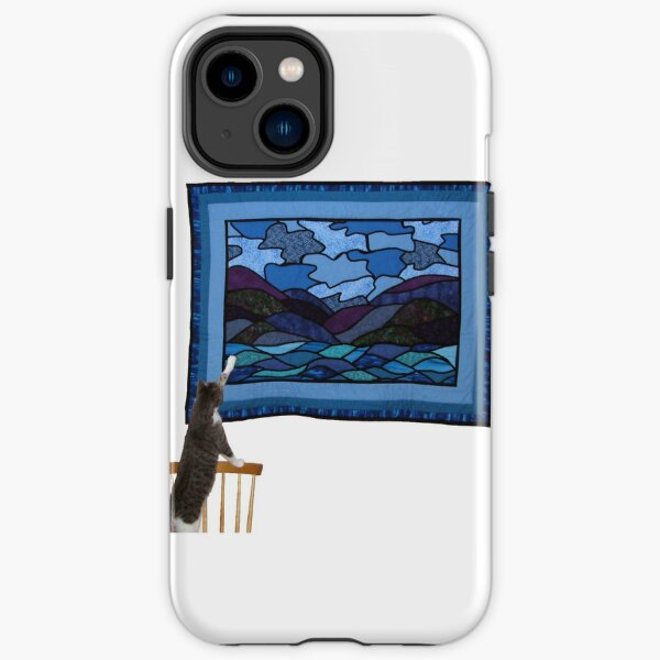 Cat observing the hanging of a quilt 2 iPhone Tough Case