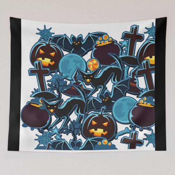 Item preview, Pumpkin Black Cat Moon Bat Halloween Pattern designed and sold by MonsaviFashion.
