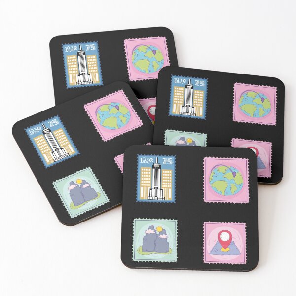 Item preview, Blue Pink Travelling Postal Stamps Collection Pack Earth Mountains and Destionations designed and sold by conceptDVS.