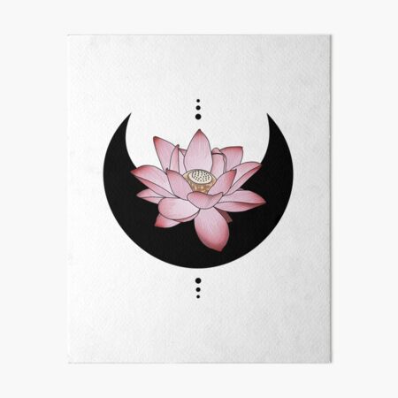 Item preview, Black Moon with Pink Lotus Flower, Spiritual Yoga Tattoo designed and sold by Koalaslifestyle.