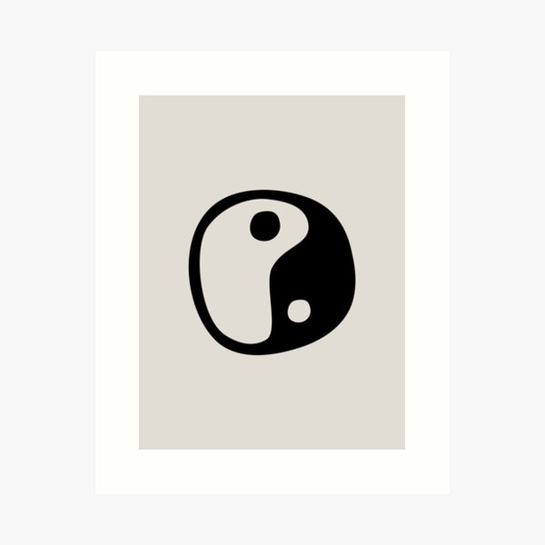 Yin Yang Symbol Black and Beige Minimalist Abstract Art Print
