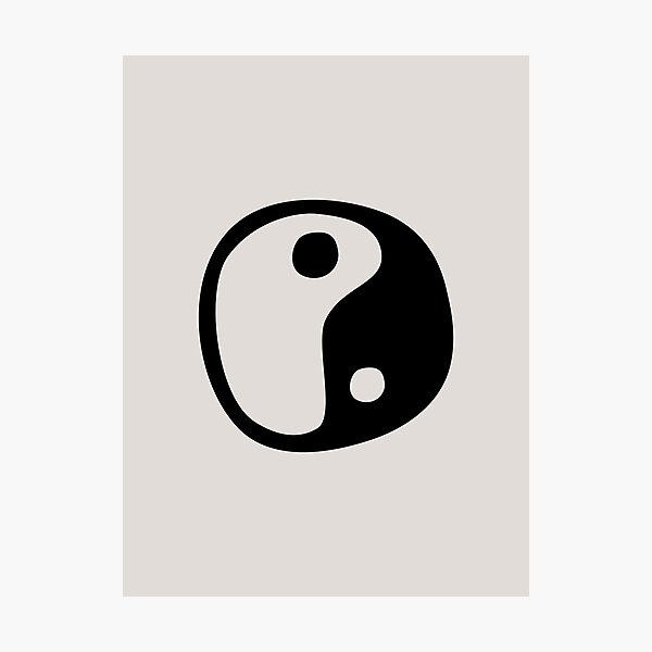 Yin Yang Symbol Black and Beige Minimalist Abstract Photographic Print