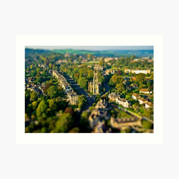 St Stephen's Church - Aerial Tilt-shift Image of Bath, Somerset, UK Art Print