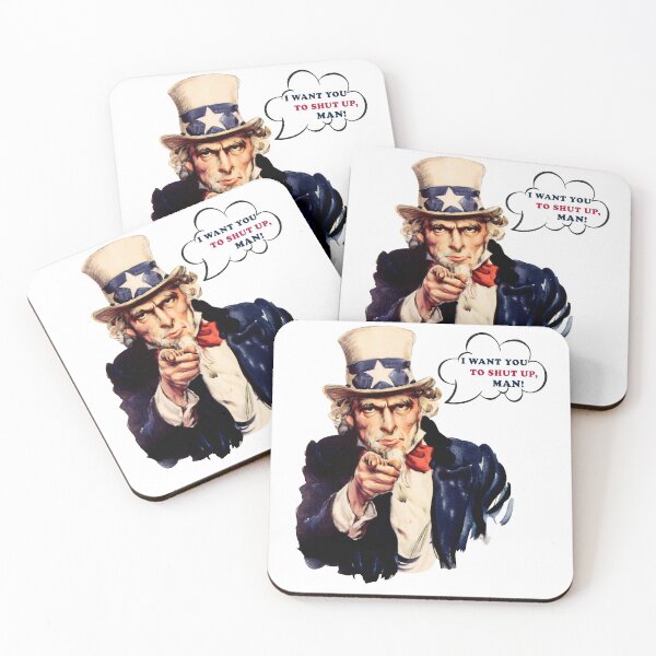 Item preview, Donald Tump vs Joe Biden Debates. Shut Up Man Political Quote. Uncle Sam Pointing Finger, saying I Want You To Shut Up Man. | Politics. designed and sold by 2AcesDesign.