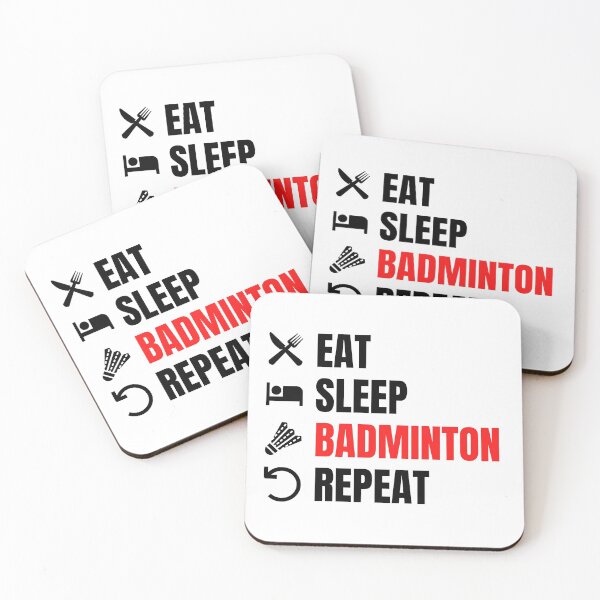 Item preview, Eat Sleep Badminton Repeat Red designed and sold by Web CreationsNL.