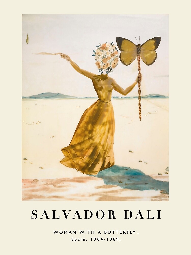 Vintage poster-Salvador Dali-Woman with a butterfly. by WhiteSheet