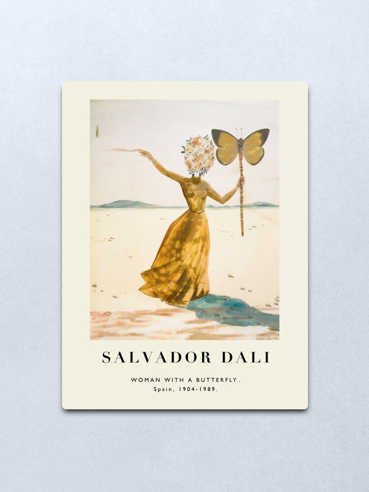 Alternate view of Vintage poster-Salvador Dali-Woman with a butterfly. Metal Print