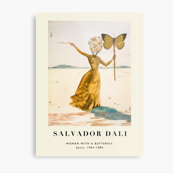Vintage poster-Salvador Dali-Woman with a butterfly. Metal Print