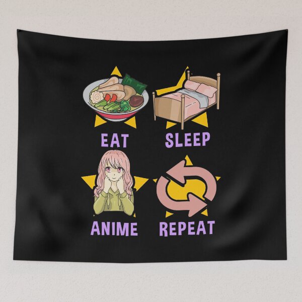 Artikelvorschau, Cute Eat Sleep Anime Wiederholen Sie lustige Anime besessen entworfen und verkauft von perfectpresents.