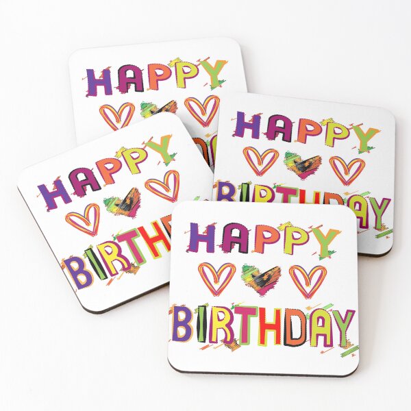 Item preview, happy birthday frase with hearts multicolor design designed and sold by Liza-RKS.