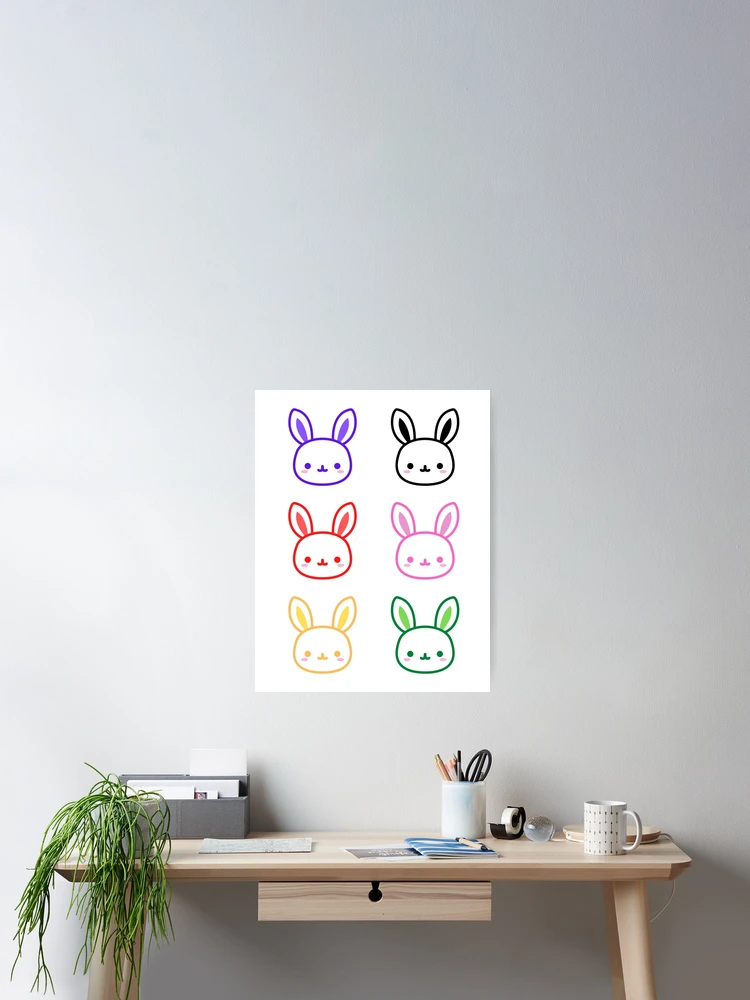 Thumbnail 2 of 3, Poster, Colourful Kawaii Rabbit designed and sold by Sweetsavy.