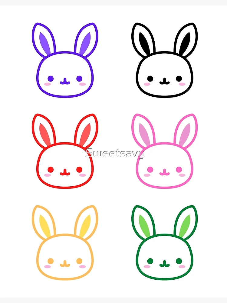 Thumbnail 3 of 3, Poster, Colourful Kawaii Rabbit designed and sold by Sweetsavy.