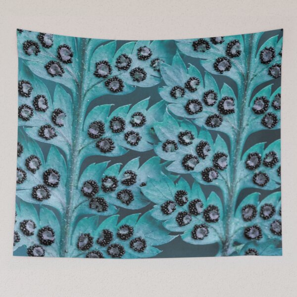Item preview, Fern Fern Leaves Spores Farn Macro Forest Switzerland Turquoise Petrol designed and sold by Forestia.