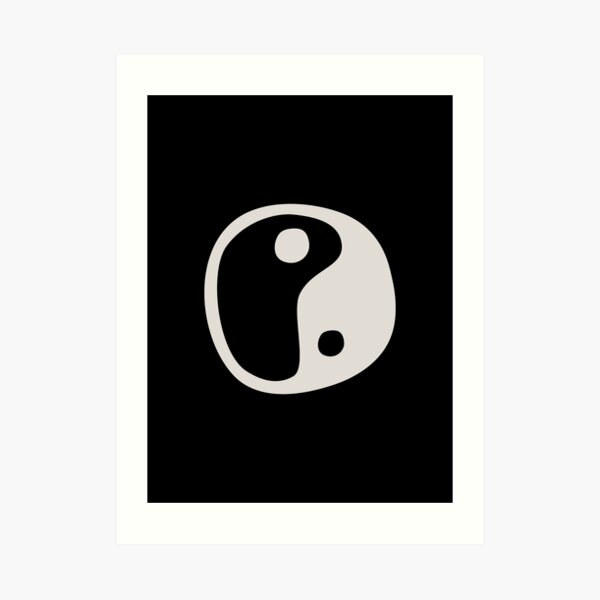 Yin Yang Symbol Black and Beige Minimalist Abstract Art Print