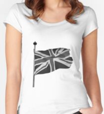 Great Britain flag, union jack Black & White Women's Fitted Scoop T-Shirt